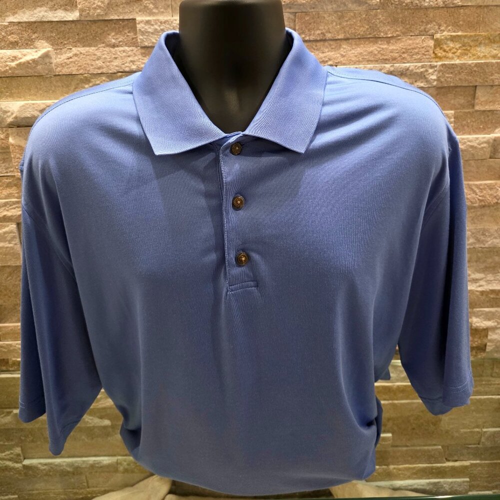 Pebble Beach Mens Performance Polo  Lt Blue